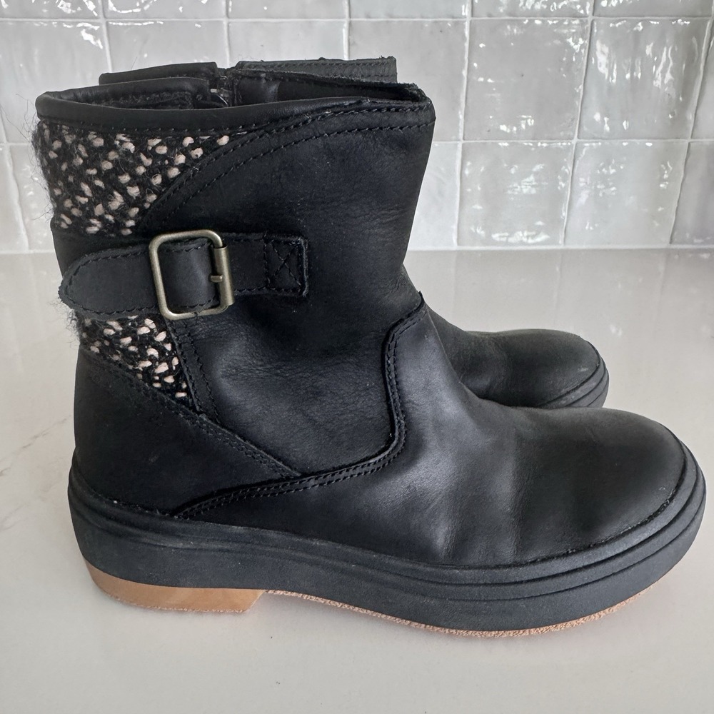 Merrell Holly 2 Buckle Waterproof Boots Womens 5.5 Black Side Zip Wool J003628